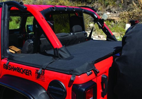 Rampage 2018-2022 Jeep Wrangler(JL) 4-Door Tonneau Cover w/ Tailgate Bar Kit - Black Diamond thumbnail 6