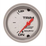 Autometer Marine Silver Ultra-Lite 2-1/16in 0 Down 90 Up Electric Trim Level Gauge thumbnail 1