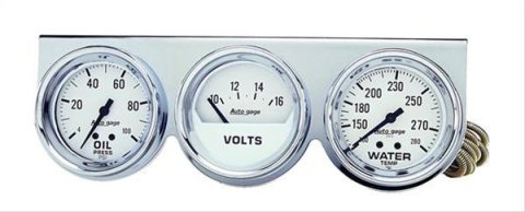 Autometer AutoGage 2-5/8in 0-100 PSI Oil Press/ 16 Volt / 130-280 Deg Water Temp - Chrome Bezel