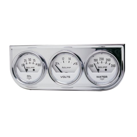 Autometer AutoGage 2in 0-100 PSI Oil Press/ 16 Volt / 130-280 Deg Water Temp - Chrome Bezel thumbnail 2