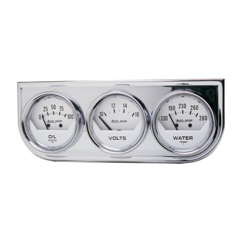 Autometer AutoGage 2in 0-100 PSI Oil Press/ 16 Volt / 130-280 Deg Water Temp - Chrome Bezel thumbnail 4