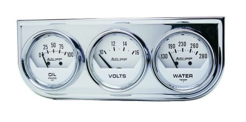 Autometer AutoGage 2in 0-100 PSI Oil Press/ 16 Volt / 130-280 Deg Water Temp - Chrome Bezel thumbnail 8
