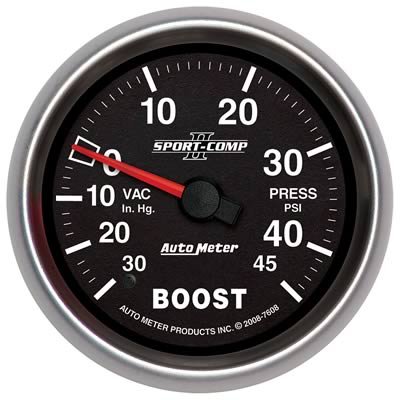 Autometer Sport-Comp II VAC/Boost 2 5/8in 30 IN HG-45PSI Mechanical Gauge