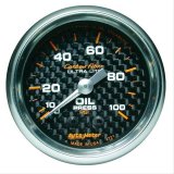 Autometer Carbon Fiber 52mm 100 PSI Mechanical Oil Pressure Gauge thumbnail 1