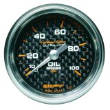 Autometer Carbon Fiber 52mm 100 PSI Mechanical Oil Pressure Gauge thumbnail 2