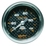 Autometer Carbon Fiber 52mm 100 PSI Mechanical Oil Pressure Gauge thumbnail 4