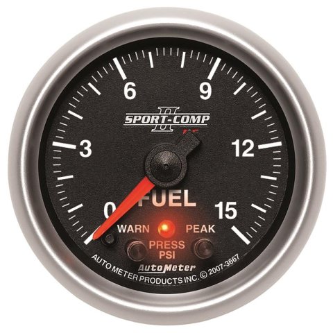 Autometer Sport-Comp II 2-1/16in 0-15 PSI Fuel Pressure Gauge thumbnail 3