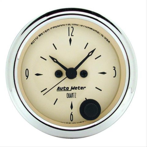 Autometer 2-1/16 inch 12 Hour Analog Antique Beige Clock