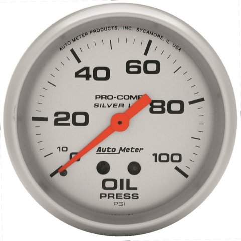 Autometer Ultra-Lite 2.625in Liquid Filled Mechanical 100 PSI Silver Oil Pressure Gauge thumbnail 3