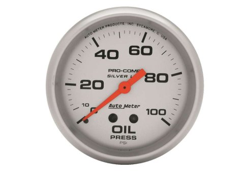 Autometer Ultra-Lite 2.625in Liquid Filled Mechanical 100 PSI Silver Oil Pressure Gauge thumbnail 8