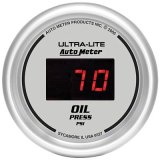 Autometer Ultra-Lite 2-1/16in 100PSI Silver Dial Digital Oil Pressure Gauge w/ Red LED thumbnail 1
