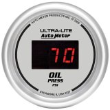 Autometer Ultra-Lite 2-1/16in 100PSI Silver Dial Digital Oil Pressure Gauge w/ Red LED thumbnail 3