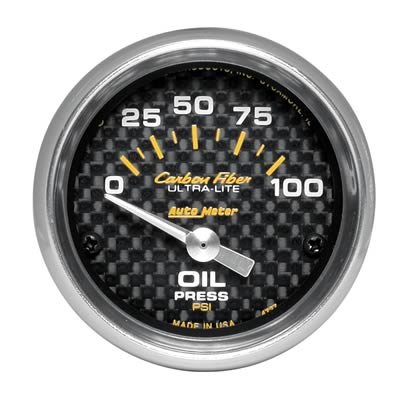 Autometer Carbon Fiber 52mm 100 PSI Electronic Oil Pressure Gauge thumbnail 1