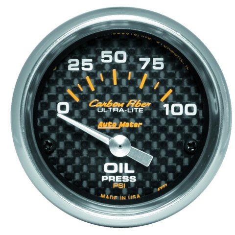 Autometer Carbon Fiber 52mm 100 PSI Electronic Oil Pressure Gauge thumbnail 5