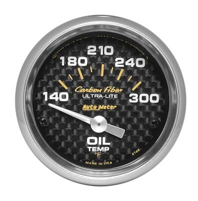 Autometer Carbon Fiber 52mm 140-300 Deg F Electronic Oil Temperature Gauge thumbnail 1