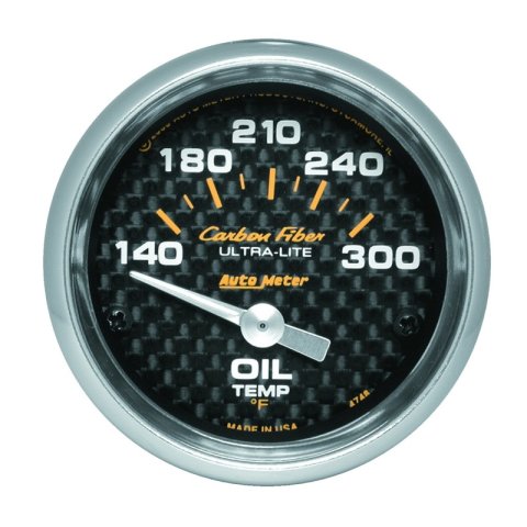 Autometer Carbon Fiber 52mm 140-300 Deg F Electronic Oil Temperature Gauge thumbnail 2