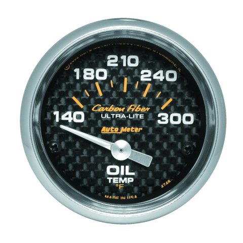 Autometer Carbon Fiber 52mm 140-300 Deg F Electronic Oil Temperature Gauge thumbnail 3