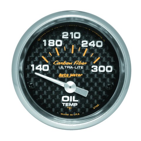 Autometer Carbon Fiber 52mm 140-300 Deg F Electronic Oil Temperature Gauge thumbnail 4