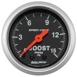 Autometer 2-1/16in 0-15 PSI Mechanical Sport-Comp Boost Pressure Gauge thumbnail 8