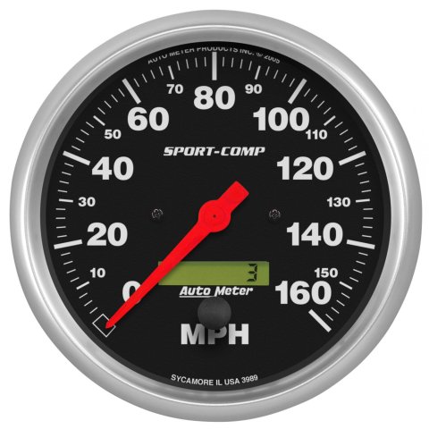 Autometer Sport-Comp 5 inch 160 MPH Electronic Speedometer Gauge w/LCD Odometer thumbnail 1