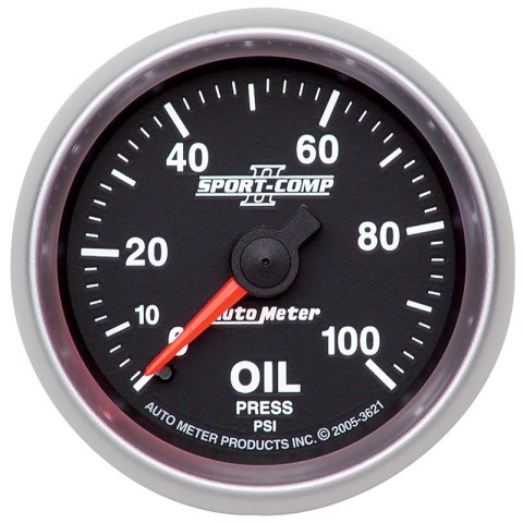 Autometer Sport-Comp II 52mm 0-100 PSI Mechanical Oil Pressure Gauge thumbnail 3