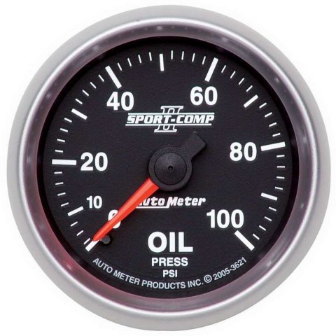 Autometer Sport-Comp II 52mm 0-100 PSI Mechanical Oil Pressure Gauge thumbnail 7