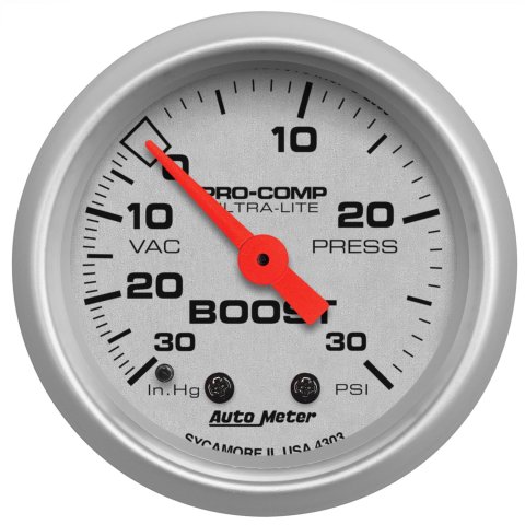 Autometer Ultra-Lite 52mm 30 PSI Mechanical Boost Gauge thumbnail 1