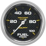 Autometer Marine Carbon Fiber 2-5/8in 100 PSI Digital Stepper Motor Fuel Pressure Gauge thumbnail 1