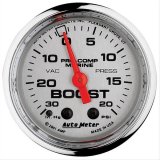 Autometer Marine Chrome Ultra-Lite 2-1/16in 0-30 HG / 0-20 PSI Vacuum / Boost Gauge thumbnail 1