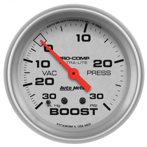 Autometer Ultra-Lite 66.7mm Short Sweep Electronic 30 IN Hg / 30 PSI Vacuum/Boost Gauge thumbnail 1
