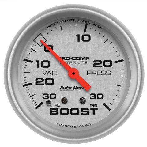 Autometer Ultra-Lite 66.7mm Short Sweep Electronic 30 IN Hg / 30 PSI Vacuum/Boost Gauge thumbnail 3