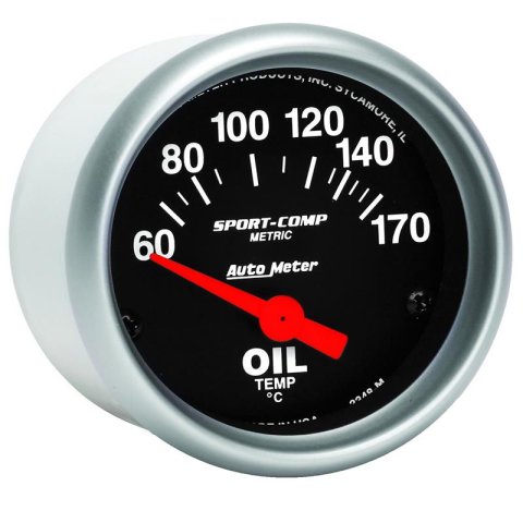 Autometer Sport-Comp 52mm 60-170 Degree Short Sweep Electronic Oil Temperature Gauge thumbnail 4