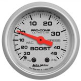 Autometer Ultra-Lite 52mm 30 IN HG/45 PSI Mechanical Boost/Vacuum Gauge thumbnail 1
