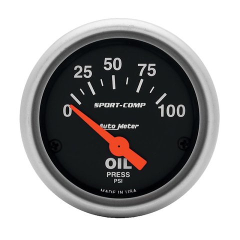 Autometer Sport-Comp 52mm 0-100 PSI Electronic Oil Pressure Gauge thumbnail 2