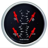 Autometer Designer Black 5in Quad Gauge - Fuel Level / Oil Pressure / Water Temperature / Voltmeter thumbnail 1