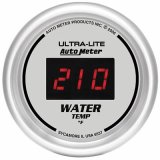 Autometer Ultra-Lite 2-1/16in 340 Deg F Silver Dial Digital w/ Red LED Water Temperature Gauge thumbnail 1