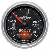 Autometer Sport-Comp II 52mm 30 IN HG / 30 PSI Electronic Boost/Vacuum Gauge thumbnail 1