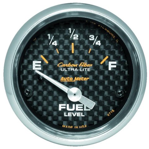 Autometer Carbon Fiber 52mm 240 Empty-33 Full Electronic Fuel Level Gauge thumbnail 2