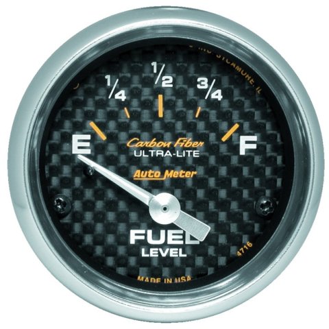 Autometer Carbon Fiber 52mm 240 Empty-33 Full Electronic Fuel Level Gauge thumbnail 3
