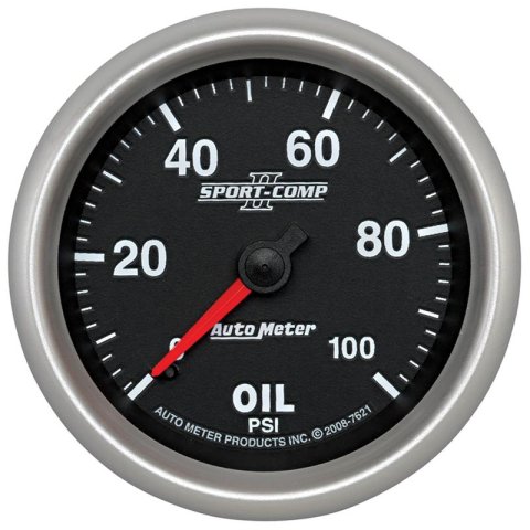 Autometer Sport-Comp II 2-5/8in 100 PSI Mechanical Oil Pressure Gauge thumbnail 1