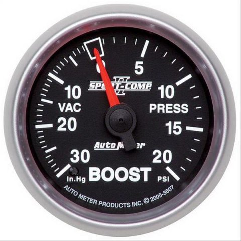 Autometer Sport-Comp II VAC/Boost 2 5/8in 30 IN HG-20PSI Mechanical Gauge