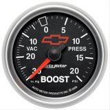 Autometer GM Bowtie Black 2-1/16in Boost/Vacuum 30in HG - 20 PSI Mechanical thumbnail 1