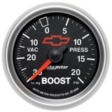 Autometer GM Bowtie Black 2-1/16in Boost/Vacuum 30in HG - 20 PSI Mechanical thumbnail 2