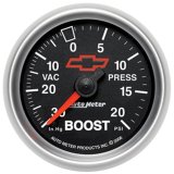 Autometer GM Bowtie Black 2-1/16in Boost/Vacuum 30in HG - 20 PSI Mechanical thumbnail 4