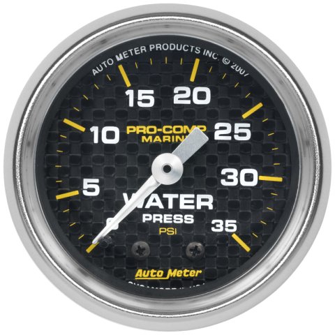 Autometer Marine Carbon Fiber 2-1/16in 35 PSI Mechanical Water Pressure Gauge thumbnail 2