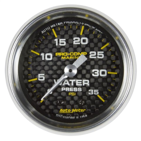 Autometer Marine Carbon Fiber 2-1/16in 35 PSI Mechanical Water Pressure Gauge thumbnail 3