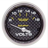 Autometer Marine Carbon Fiber 2-1/16in 18V Electric Voltmeter Gauge thumbnail 1