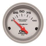 Autometer Marine Silver Ultra-Lite 2-1/16in 100PSI Electric Oil Pressure Gauge thumbnail 2