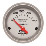 Autometer Marine Silver Ultra-Lite 2-1/16in 100PSI Electric Oil Pressure Gauge thumbnail 4