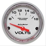 Autometer Marine Chrome Ultra-Lite 2-1/16in 18V Electric Voltmeter Gauge thumbnail 1